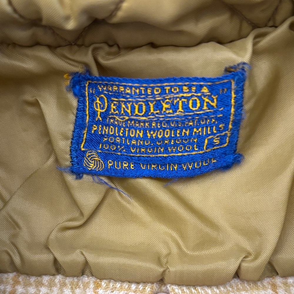 VTG Pendleton Women's Tan Yellow Plaid Wool Long Sleeve Button Up Shirt Size S - Picture 9 of 10